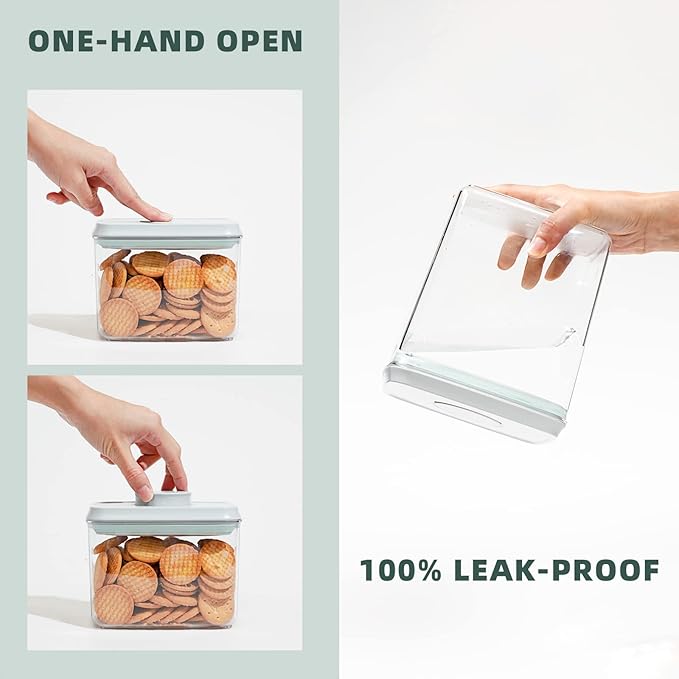 Pop Top Food Storage Containers, Leakproof Pantry Food Storage Containers, Kitchen Storage Containers with Lids Airtight 3-Piece - 3.5Qt/2.1Qt/1.3Qt-Ruum Studio Home