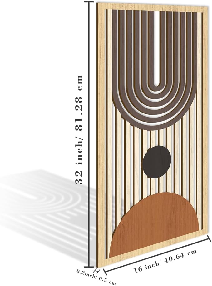 IARTTOP Mid century Modern Decor 16x32 Inch Large Boho Wood Wall Art Abstract Wooden Wall Decor Minimalist Bohemian Orange Artwork for Living Room Bedroom Office Set of 3-Ruum Studio Home