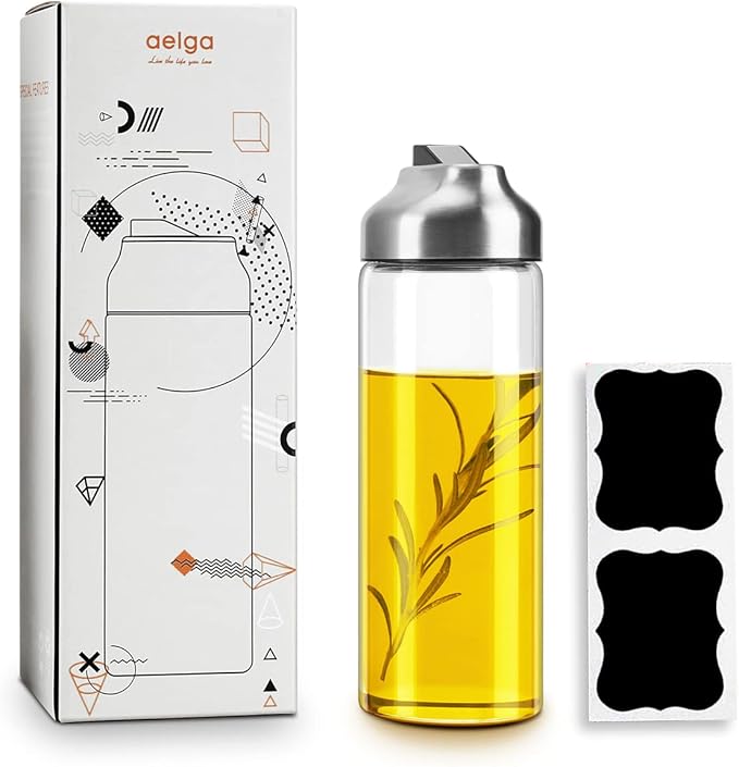 Aelga Olive Oil Dispenser Bottle - Glass Oil Dispenser - Dispenser Bottle for Kitchen with Stainless Steel Spout-Ruum Studio Home