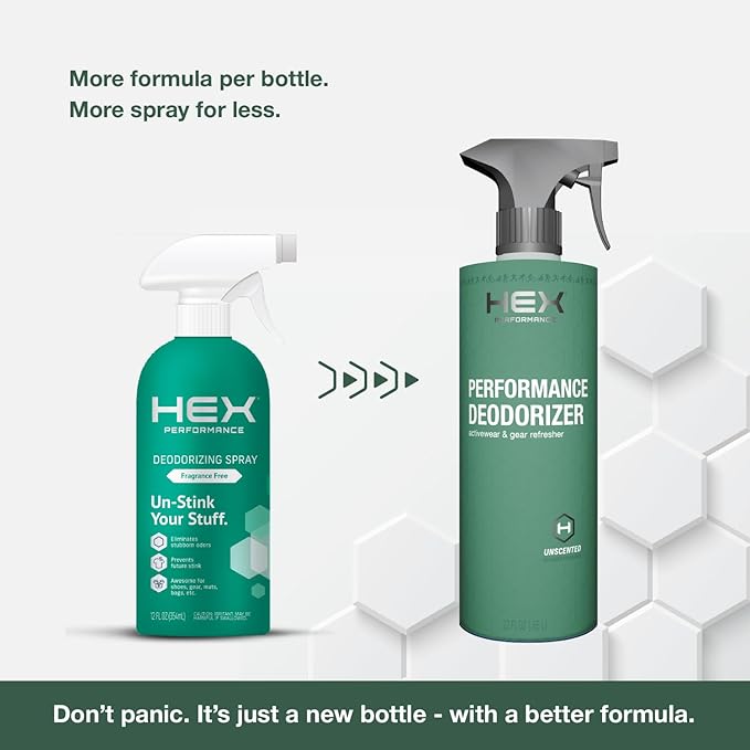 HEX Performance Deodorizing Spray, Unscented, 44oz (Pack of 2) - Awesome for Shoes, Gear, Activewear & Fabrics, Yoga Mats & Gym Equipment, Carpet, Pets, Odor Eliminator & Fabric Refresher Spray-Ruum Studio Home