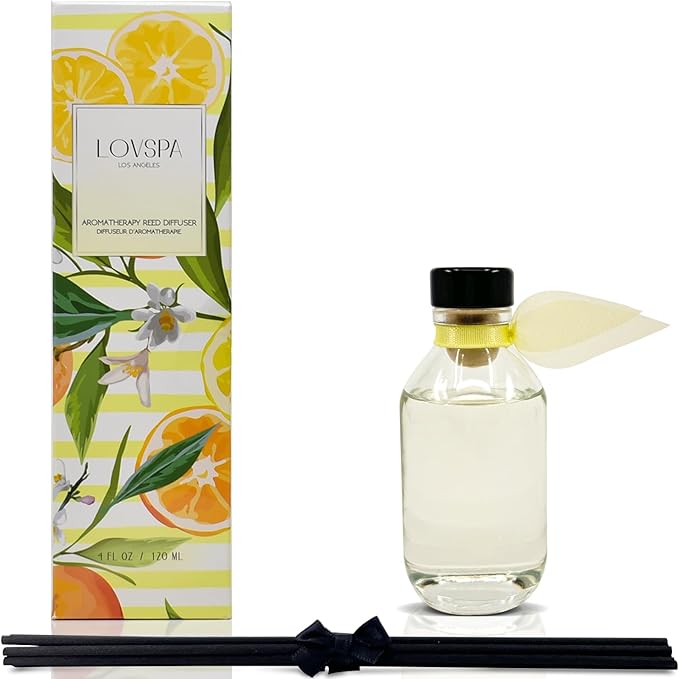 LOVSPA Reed Diffuser Set, Sage & Citrus Scented Oil Diffuser with Sticks, Home Fragrance Accessories for Bathroom Shelf Decor, Aroma Diffusers for Home or Office Desk, USA Made-Ruum Studio Home