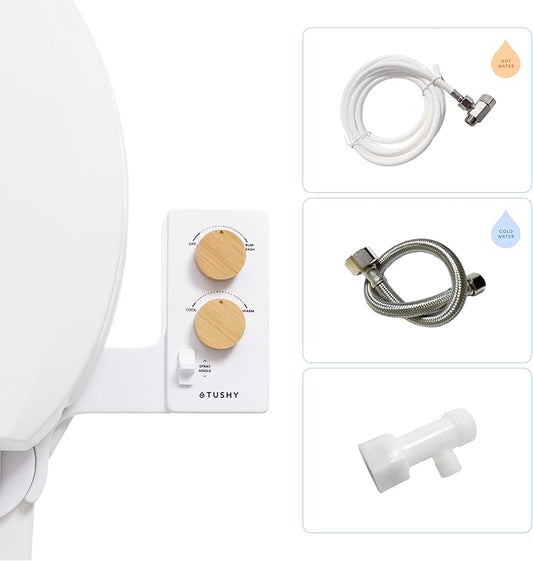 TUSHY 3.0 Spa Bidet Attachment. Cool to Warm Water. It's Time to Replace Toilet Paper, Fresh Water Spray (Requires Sink Access for Optional Temperature Control), Bamboo-Ruum Studio Home