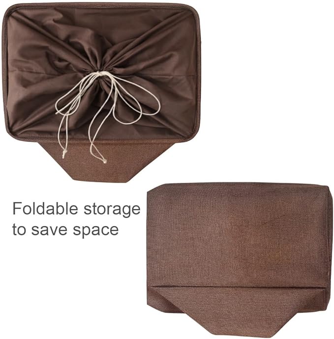 TheWarmHome Organization and Storage Basket for Organizing - 17x14x10 inch 3 Pack Fabric Storage Cubes, Collapsible Storage Bins for Shelves Closet Organizer Toy Gift Cloth (Brown)-Ruum Studio Home
