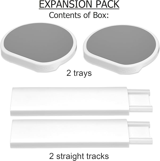 Expansion Pack - Light Gray - 2 Straight Tracks and 2 Trays. Does not Work Without the Lazy Susan Revolution Full Set (Sold Separately).-Ruum Studio Home