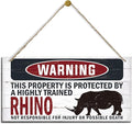 Warning Sign, Bhino Warning Wood Plaque Sign, Funny Door Signs, Decorative Wood Hanging Suspension Plaque, Farmhouse Wooden Wall Decor, Outdoor Hanging Wooden Signs-Ruum Studio Home