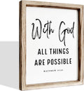 Christian Wooden Wall Signs, Religious Home Decor, Farmhouse Decor for Home Office, Christian Gift, Hanging Framed Wall Plaque 15 * 11.5 inches, With God All Things are Possible Sign-Ruum Studio Home