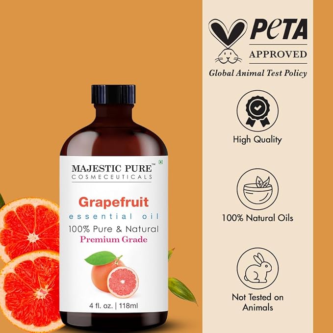 Majestic Pure Grapefruit Essential Oil with Glass Dropper - Huge 4 Fl Oz - 100% Pure and Natural Grapefruit Oil - Premium Grade Essential Oils for Diffuser, Aromatherapy, Soap and Candle Making-Ruum Studio Home