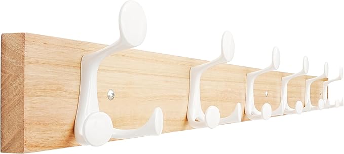 SKOLOO 39-Inch Natural Wood Coat Rack Wall Mount with 6 Triple Hooks - Ideal for Family Entrances, Classrooms, and Pet Supplies Storage - Perfect Coat Hooks for Wall-Ruum Studio Home