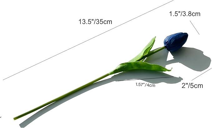 Mandy's Artificial Tulips 20 Stems Navy Blue PU Faux Flowers for Wedding Home Decor 13.5 Inch-Ruum Studio Home