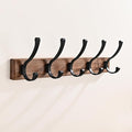 17.3" Small Wooden Coat Rack Wall Mount with 5 Hooks, Entryway Wall Hooks Coat Hanger for Hanging Towel Jacket Clothes Hat Backpack Shoe Purse Key Holder Multi Hook Rail by Black Walnut Wood-Ruum Studio Home