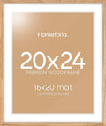 Homeforia 20x24 Picture Frame Wood, High End Natural Oak 20x24 Frame Matted to 16x20 Photo, 20 x 24 Light Wooden Poster Frames with Mat 16 by 20, 24by20 Thin Frames, Tempered Glass, Wall Kit, Set of 1-Ruum Studio Home