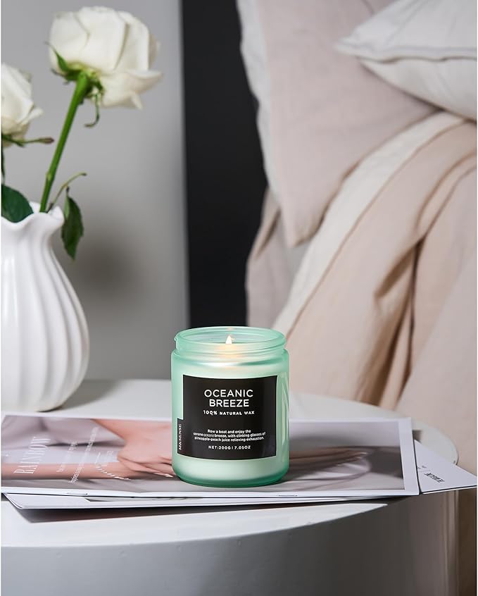 M&SENSE Candle Oceanic Breeze Scented Candle, Long Lasting Pineapple & Mango Scented Natural Soy Wax Candles 7.05oz 50 Hours Burn for Home Scented, Stress Relief Gifts for Women/Men-Ruum Studio Home