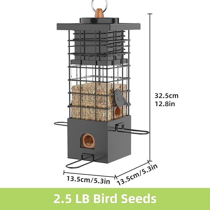 KRUOO Metal Squirrel Proof Bird Feeder for Outdoors Hanging,Wild Bird Feeders for Outside, 2.5 lb Capacity-Ruum Studio Home