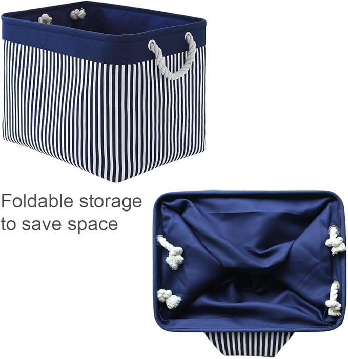 TcaFmac Organization and Storage Basket for Shelves - Large 2 Pack 16x12x12 inch Fabric Storage Cubes, Collapsible Storage Bins for Gift Closet Cloth Toy Books Kids (Navy Patchwork)-Ruum Studio Home