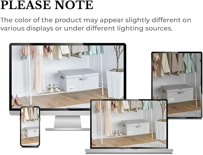 GRANNY SAYS Closet Storage Bins with lids, Fabric Storage Box with Lid, Clothes Bins Storage for Closet, Shelf Baskets for Living Room Wardrobe Shelves, Jumbo, Gray/White, 1-Pack-Ruum Studio Home