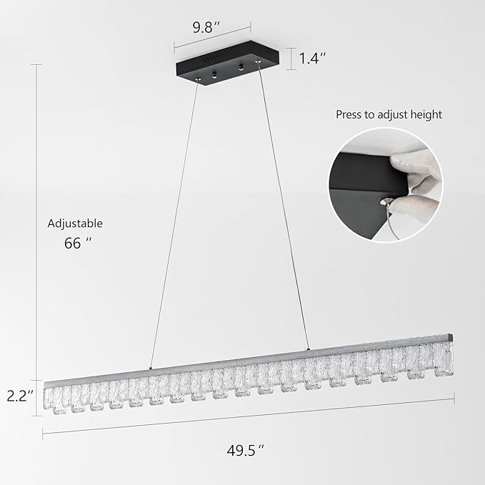 Modern Pendant Lights Kitchen Island, 50" Minimalist Dimmable LED Linear Light Fixture Silvery Gray Aluminum Bar Lights Hanging for Dining Room, Kitchen, Restaurant, Living Room-Ruum Studio Home