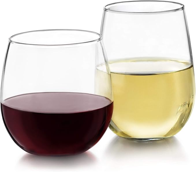 Libbey Stemless 12-Piece Wine Glass Party Set for Red and White Wines-Ruum Studio Home