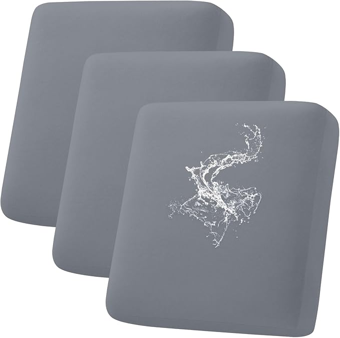 hyha Waterproof Couch Cushion Covers, Stretch Sofa Couch Seat Slipcover for Dog Washable, Non-Slip Waterproof Outdoor Cushion Covers for Patio Furniture Replacement (3 Pieces, Dark Grey)-Ruum Studio Home