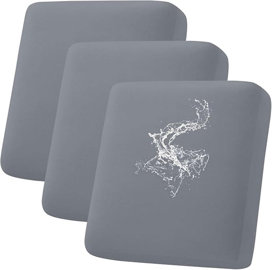 hyha Waterproof Couch Cushion Covers, Stretch Sofa Couch Seat Slipcover for Dog Washable, Non-Slip Waterproof Outdoor Cushion Covers for Patio Furniture Replacement (3 Pieces, Dark Grey)-Ruum Studio Home