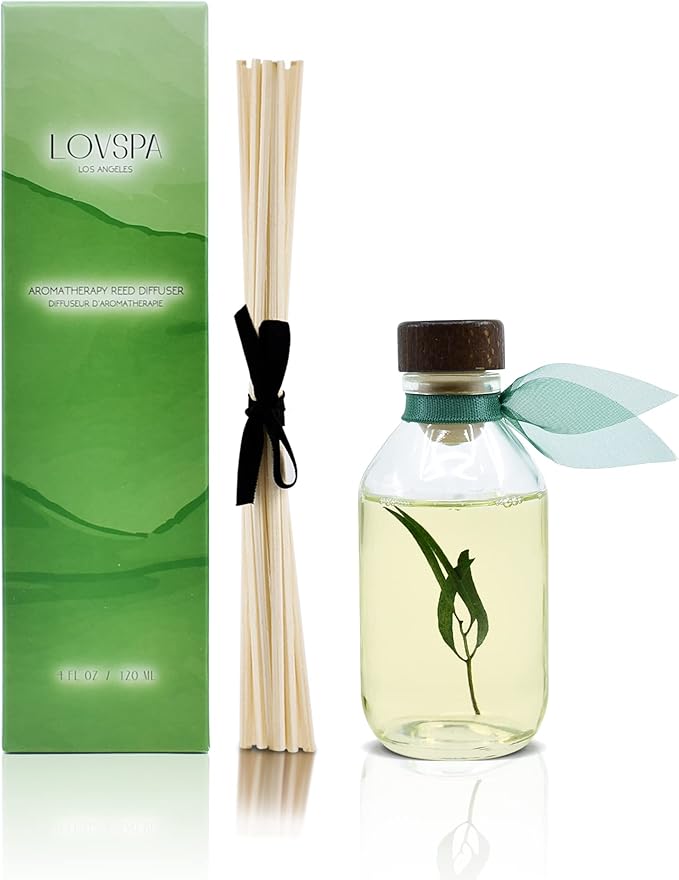 LOVSPA Reed Diffuser Set, Bamboo Citrus Scented Oil Diffuser with Sticks, Home Fragrance Accessories for Bathroom Shelf Decor, Aroma Diffusers for Home or Office Desk, USA Made-Ruum Studio Home