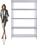 48"x18"x72" Chrome 5-Tier PREMIUM Wire Shelving NSF 4000 LBS MAX CAPACITY Heavy Duty Steel Storage Rack for Warehouses, Garages, Hospitals, Commercial Spaces, & Schools w/PREMIUM WHEELS-Ruum Studio Home