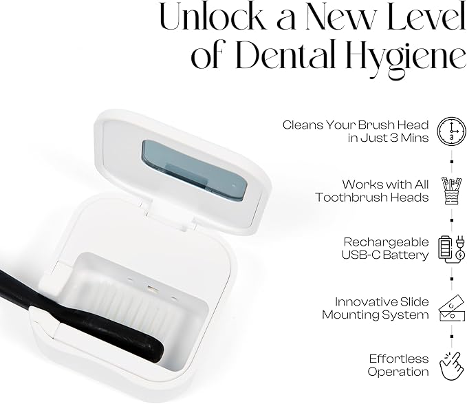 Mondano UV-C Toothbrush Sanitizer and Holder, Toothbrush Case - Manual/Electric Toothbrush Cover for Any Toothbrush Head - Rechargeable Toothbrush Travel Case, Tooth Brush Cover Cap for Home-Ruum Studio Home