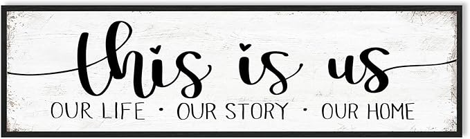 This Is Us Sign Wall Decor: Family Signs for Home Decor Living Room Wall Art Framed 16"x48"Large Farmhouse Rustic Home Sign Wall Decor Above Bed,Country Wall Plaques Hanging Master Bedroom Decor-Ruum Studio Home