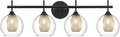 Bathroom Light Fixtures, 4-Light Black and Gold Vanity Lights Over Mirror, 30inch Farmhouse Wall Sconce Lighting with Clear Glass and Honeycomb Metal Shade, AD-22001-4W-BK-Ruum Studio Home