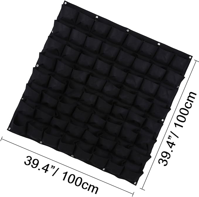 Ogrmar 64 Pockets Vertical Wall Garden Planter Plant Grow Bag for Flower Vegetable for Indoor/Outdoor (64 Pockets, Black)-Ruum Studio Home