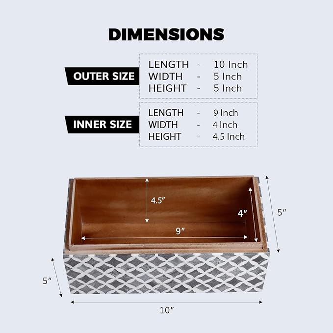 Handicrafts Home White Handmade Keepsake Organizer with Lid Decorative Storage Box- Star Pattern Collection Memories Holder for Jewelry, Photos & Cards- Home Decor Accents- Bone & Resin Inlay- 10x5x5-Ruum Studio Home