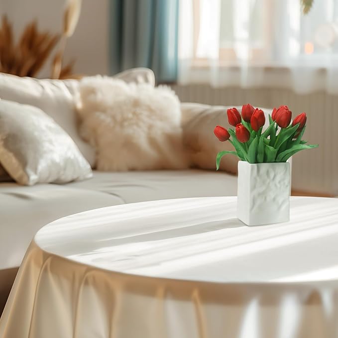 15pcs Artificial Tulips Flowers, Fake Tulips Real Touch, Faux Latex Bouquets, for Party Wedding Home Room Decoration (Red)-Ruum Studio Home