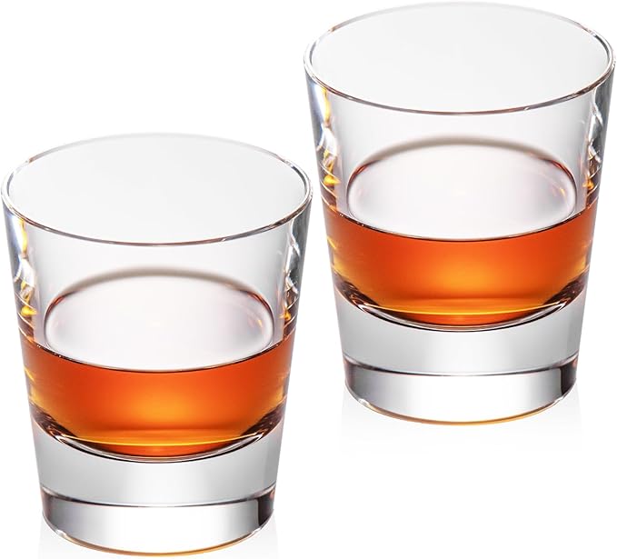 KAMMAK Crystal Whiskey Glasses Set of 2, Hand Blown 8.79oz Old Fashioned Glasses Stemless, Luxury Handcrafted Cocktail Glasses, Scotch Cup for Women, Men Gift for Rocks, Bourbon, Bar Barware-Ruum Studio Home