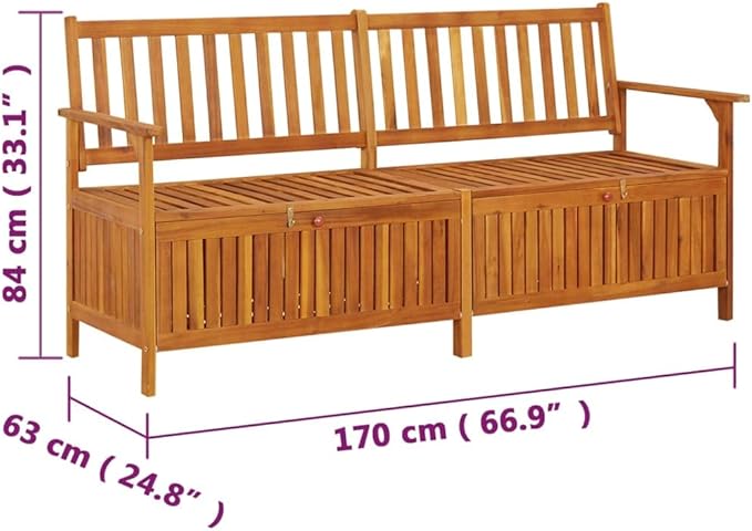 vidaXL Stable Solid Acacia Wood Storage Bench - Weather-Resistant Wooden Patio Furniture with Ample Storage Space & Comfortable Seating-Ruum Studio Home