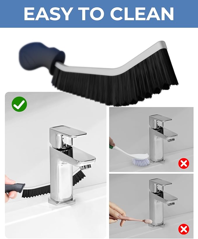 Crevice Cleaning Brushes, Cleaner Scrub Brush Tool for Hard to Reach Tight Space, Home Essentials, Serrated Scrub Brushes, Cleaning Supplies for Shower, Bathroom, Kitchen, Toilet (2, Black)-Ruum Studio Home