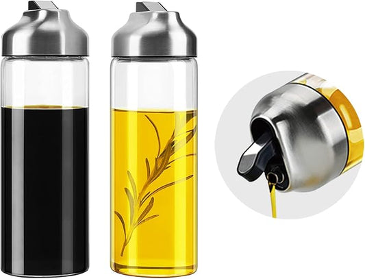 Aelga Olive Oil Dispenser - 14 OZ Glass Oil and Vinegar Dispenser Bottles Set for Kitchen No Drip-Set of 2-Ruum Studio Home