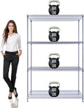 48"x24"x72" Prime Heavy Duty Chrome 4-Tier Wire Shelving NSF 3200 LBS MAX Capacity Storage Rack for Commercial, Hospital, School, Garage, and Kitchen Uses (with Wheels)-Ruum Studio Home