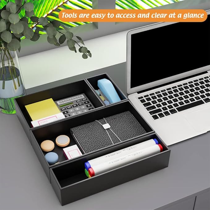 Black Bamboo Drawer Organizer - Silverware&Utensil Holder Organizer for Kitchen Drawers, Multi-Use Drawer Dividers Boxes for Bathroom Counter，Cabinet, Garage, Office Desk, Makeup, Jewelry (12*6*2.5)-Ruum Studio Home