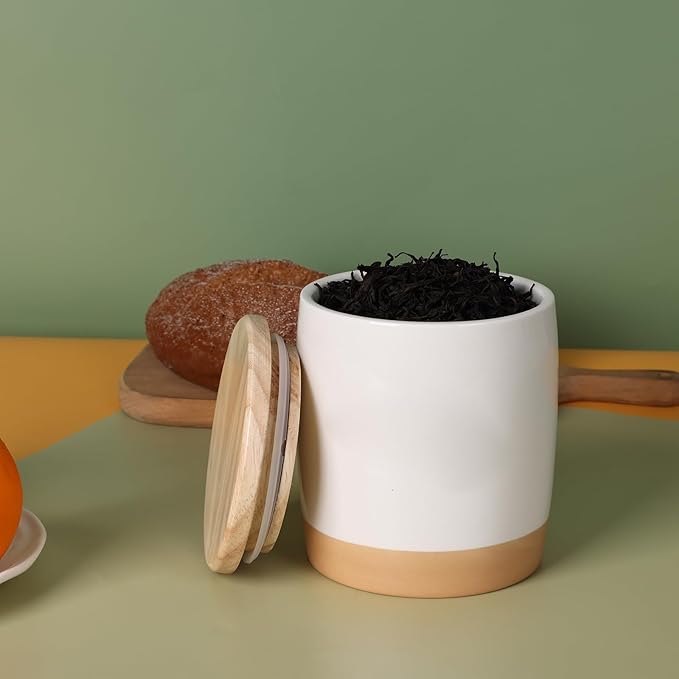 LEETOYI Ceramic Food Storage Jar with Seal Lid,Kitchen Canisters for Countertop, Serving for Ground Coffee, Tea, Sugar, Salt and More, 33 Oz-Ruum Studio Home