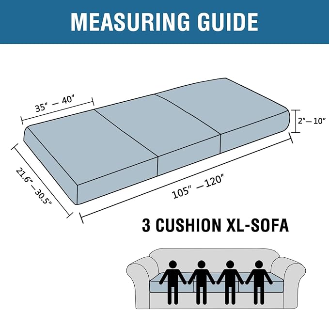 H.VERSAILTEX Super Stretch Individual Seat Cushion Covers Sofa Covers Couch Covers Slipcover Sets Thick Jacquard Textured Twill Fabric (3 Piece XL Sofa Cushion Covers, Burnt Brick)-Ruum Studio Home