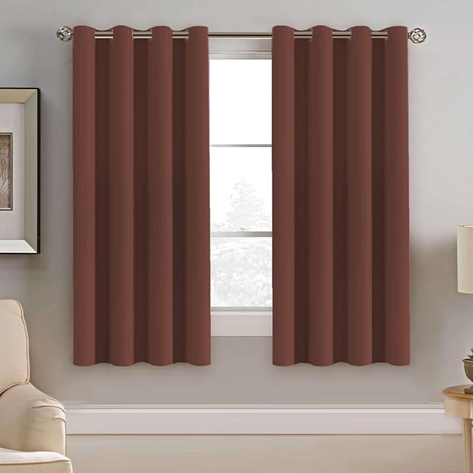 H.VERSAILTEX Blackout Window Curtain Panels Thermal Insulated Room Darkening Solid Grommet Curtains/Drapes for Bedroom Privacy Protection (Set of 2 Panels,52 by 63 Inch Long, Rust)-Ruum Studio Home