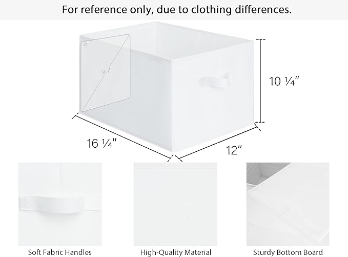 StorageWorks Storage Baskets for Shelves, Foldable Fabric Closet Storage Bins with Handles, Fabric Storage Bins Clothes Organizer, White, 3-Pack, Extra Large-Ruum Studio Home