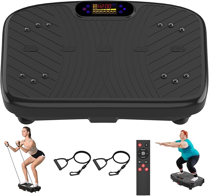 Vibration Plate Exercise Machine, Vibration Plate Platform for Lymphatic Drainage, 200 Adjustable Speeds Power Shaping Vibrating Plate Helps Weight Loss, Shaping, Max Weight 450 Lbs-Ruum Studio Home