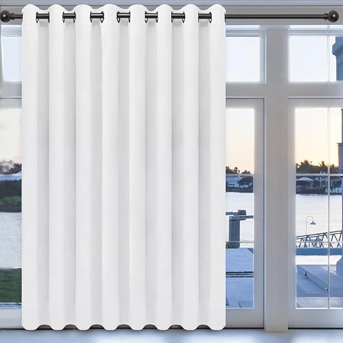 Easy-Going Blackout Door Curtains for Bedroom, Solid Thermal Insulated Grommet and Noise Reduction Window Drapes, Room Darkening Curtains for Living Room, 1 Panel (100x96 in, White)-Ruum Studio Home
