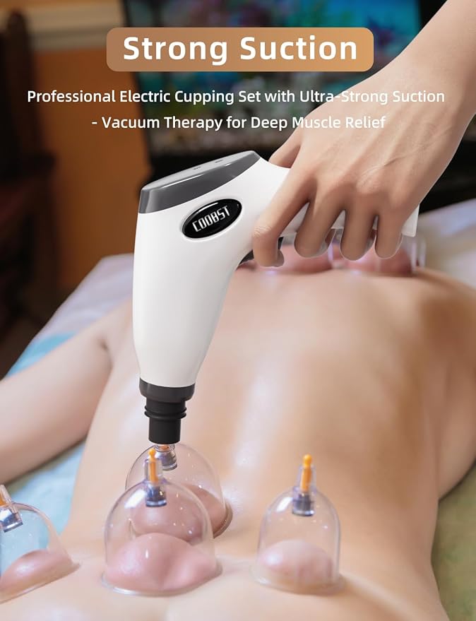Cupping kit for Massage Therapy, Profession Cupping Set with Electric Cupping Guasha Pump, Cupping Therapy Set with 8pcs High Temp and High Pressure Resistant Vacuum Suction Cups for Cellulite-Ruum Studio Home