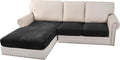 H.VERSAILTEX Velvet Stretch Sectional Couch Covers 3 Pieces Sofa Seat Cushion Covers L Shape Separate Cushion Couch Chaise Cover for Both Left/Right Couch (Large Sofa 2 Seater + 1 Chaise, Black)-Ruum Studio Home