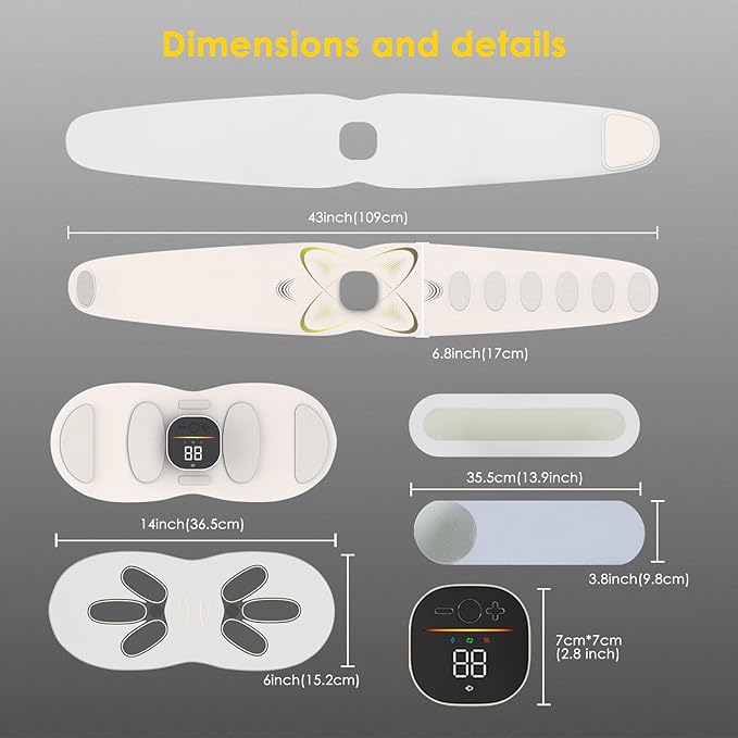 Abs Stimulator Abdominal, ab Belt Muscle Stimulator with Heat for Belly Fat Loss, Stomach Cellulite Melting, Postpartum Care Smooth & Firming, Lower Back Massager for Pain Relief Women Men Gifts-Ruum Studio Home