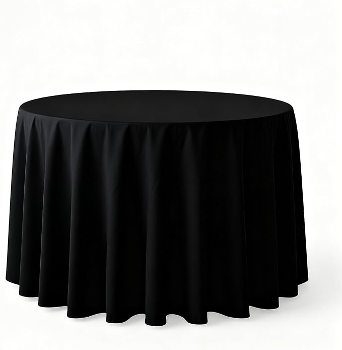Surmente Black Tablecloth for Round Tables, 120-inch Round Table Cloths for Weddings, Banquets, or Restaurants-Ruum Studio Home