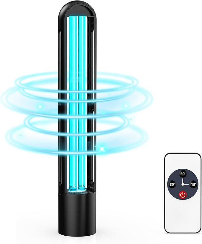 UV Light Sanitizer, Ultraviolet Lamp with Remote Control for Bed Bugs and Dust Mites, Home Disinfection Device UV Lamp for Home, Room & Kitchen, Ultraviolet Light with 3 Speed Timings-Ruum Studio Home