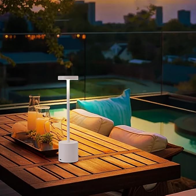 Cordless Table Lamp, 5000mAh Rechargeable Battery Powered LED Desk Lamp, Portable Touch Control Outdoor Table Lamps,3 Color Dimmable Light for Restaurant, Patio, Bedroom, Night Lamp (White)-Ruum Studio Home