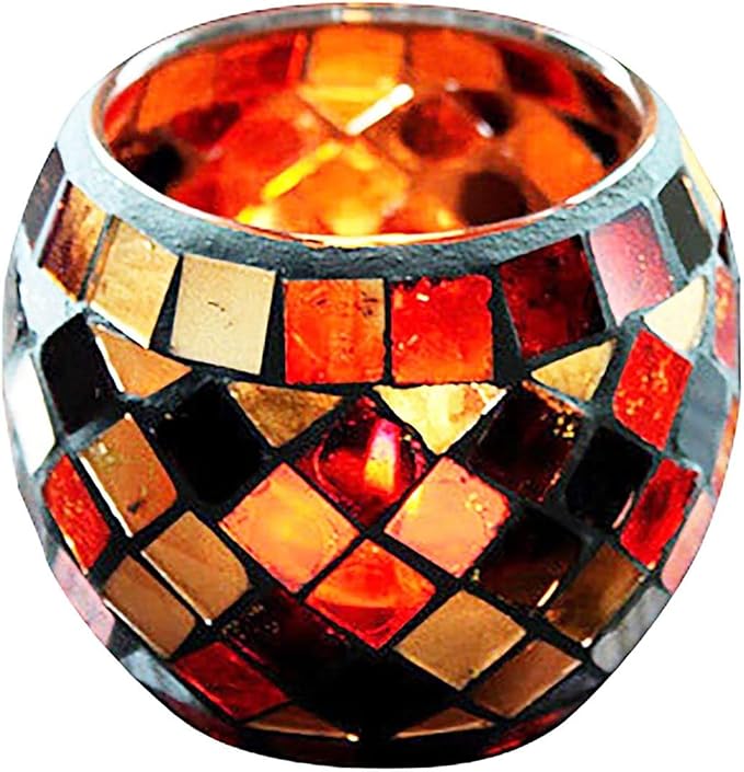 Votive Candle Holder Tea Lights - Glass Candle Holders, Mosaic Tealight Candle Holder, Candle Jar Cup for Wedding Centerpiece Party Table Decorations, Valentines Day Decor-Ruum Studio Home